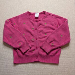 Gymboree Girl's Pink Cardigan with Green Embroidered Turtles